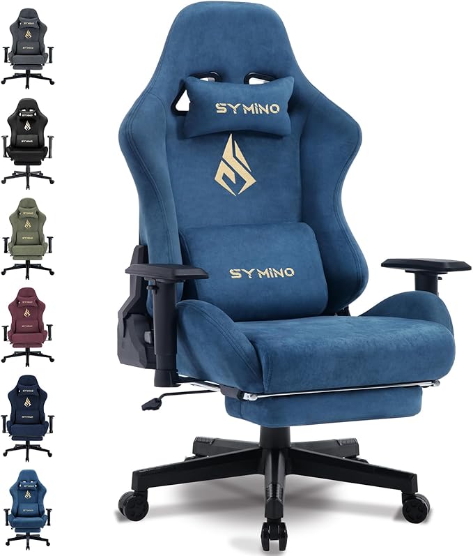 Symino Chaise Gaming Ergonomique en Daim